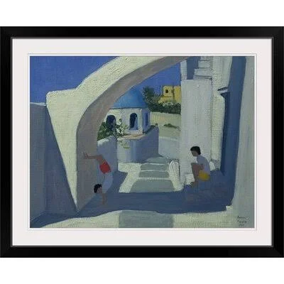 Anneisha &Handstand Santorini& by Andrew Macara Painting Print Winston Porter Size: 20x22 H x 24x22 W x 1x22 D, Format: Black Fr