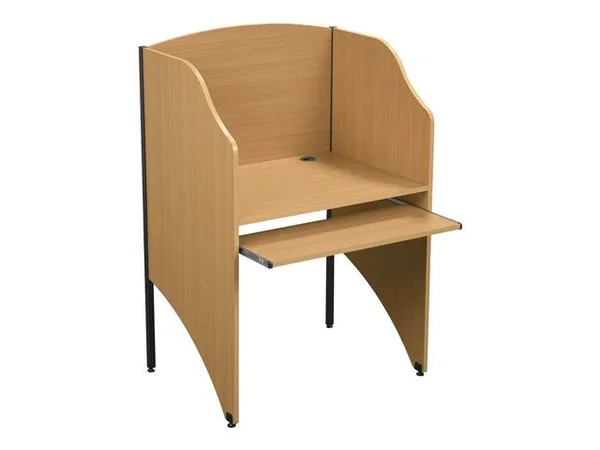 Essentials by MooreCo Deluxe Add-A-Carrel - Carrel desk - rectangular - teak