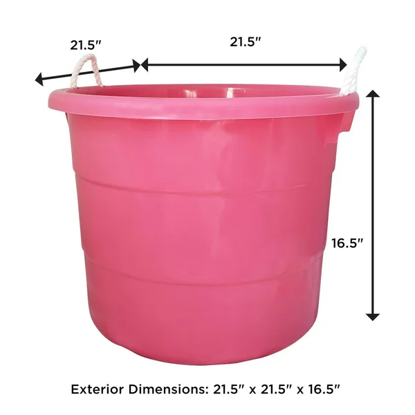 Homz 18-Gallon Kids Storage Rope Handle Tub - Pink - 4 pack