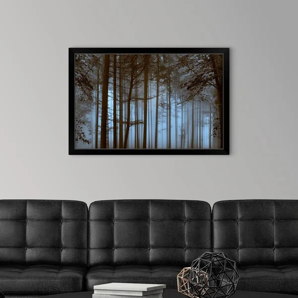 Trees Path Sepia, Black Framed Wall Art, 36x24, Great Big Canvas