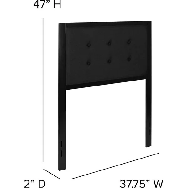 Bristol Metal Tufted Upholstered Headboard Fabric Twin Size - Black