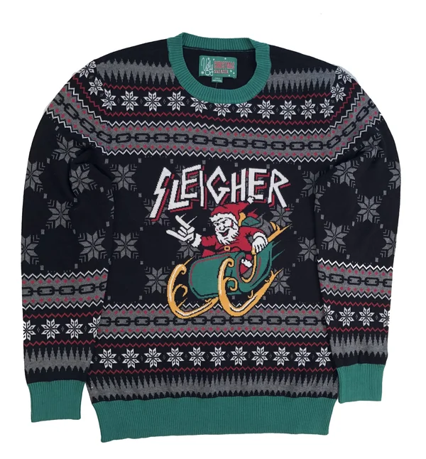 Ugly Christmas Sweater Unisex Xmas Metal Sleigher Santa Sweatshirt