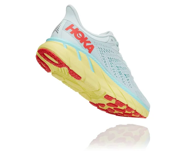 Hoka One One Women's Clifton 7 Running Shoes, Coral/White