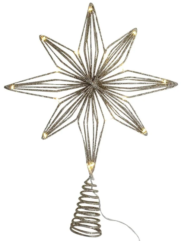 Koopman Extra Large Christmas LED Tree Topper Star Decoration Gold Glitter 35cm Tall
