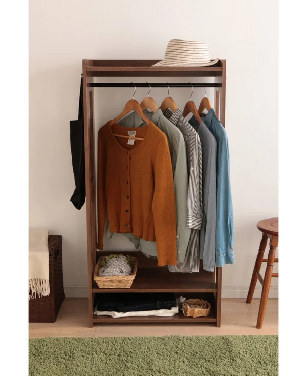 Iris Compact Wood Garment Rack, Natural