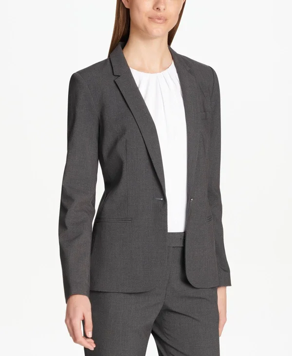 Calvin Klein One-Button Blazer - Charcoal - Size 8