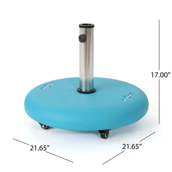 Noble House Guadalupe 88 lbs. Round Patio Umbrella Base in Teal - Blue