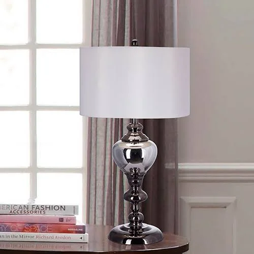 Metal and Glass Table Lamp - Black/Nickel 29.5x22
