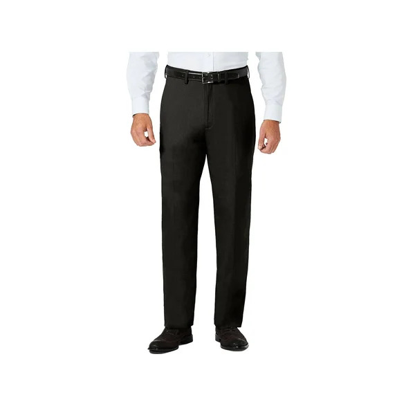 J.M Haggar Sharkskin Classic Fit Flat Front Dress Pant - 38 30, Black