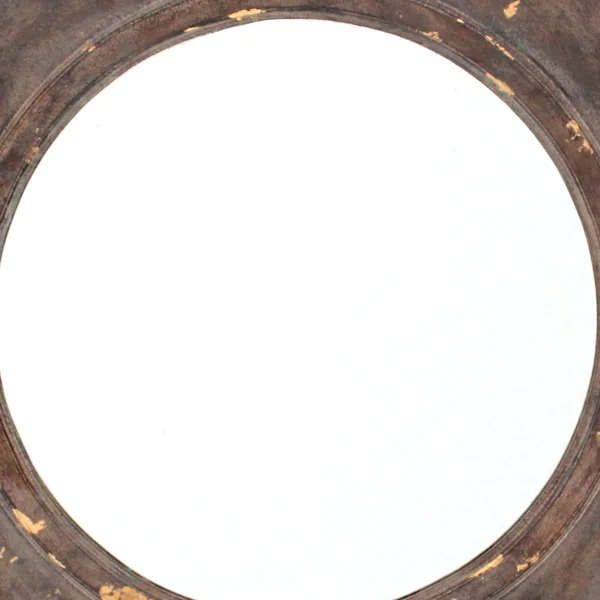 Rustic Style Wooden Wall Mirror with Hexagonal Frame - Silver and Brown
