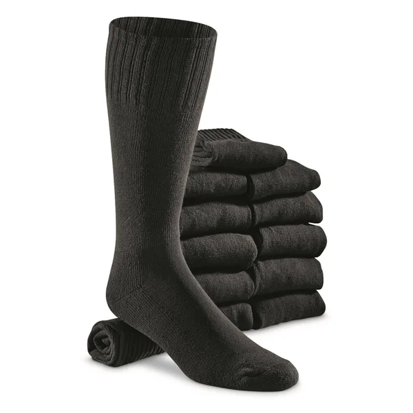U.S. Military Surplus Heavyweight Boot Socks 12 Pack, Size: XL, Black