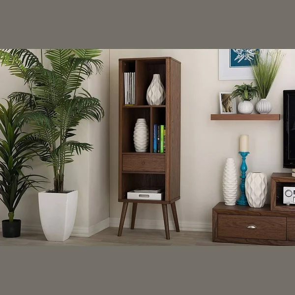 Mid-Century Modern Classic Bookcase Sideboard Cabinet - Brown
