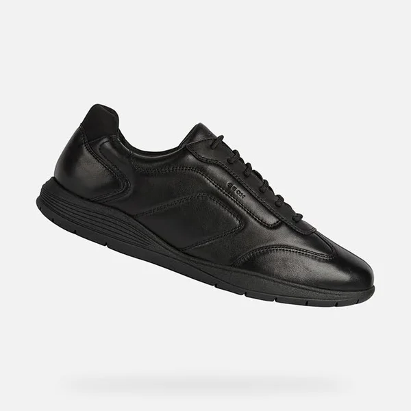 Geox Man Sneakers Black Size 11 Soft Leather - Textile fibers