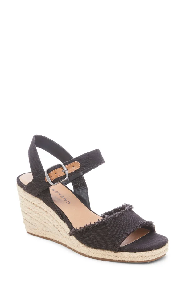 Women's Lucky Brand Mindra Espadrille Wedge, Size: 7.5, Black