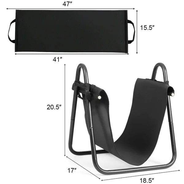 Firewood Rack Log Holder with Canvas Tote Carrier - Pictured