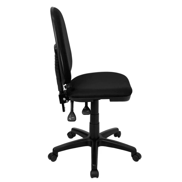 39.5x22 Mid-Back Black Fabric Multifunction Swivel Task Office Chair with Adjustable Lumbar Support