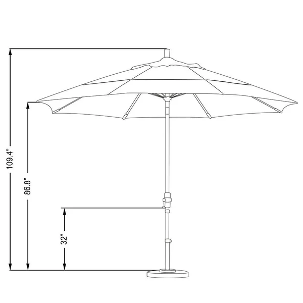 California Umbrella 11& Market Umbrella with Collar Tilt - Yellow