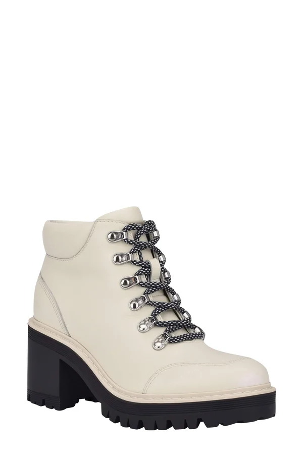 Women's Marc Fisher Ltd Waldo Lace-Up Platform Bootie - 7.5 M, Black Leather