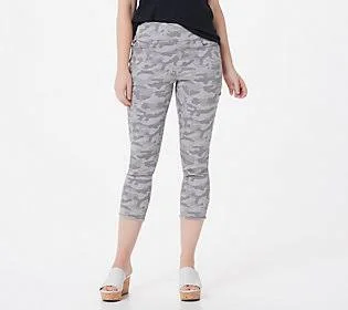 Belle by Kim Gravel TripleLuxe Twill PrintedCropped Jean - Size Plus 26, Grey Camo