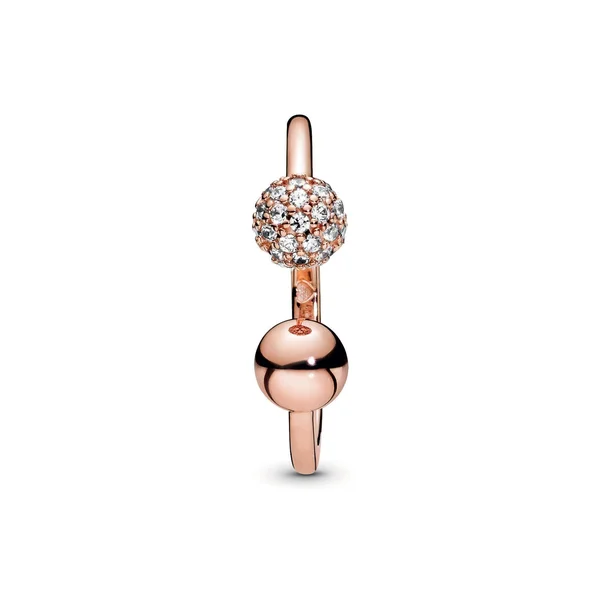 Pandora Women's 188316CZ Polished & Pave Bead Open Ring (4.5 - Rose)