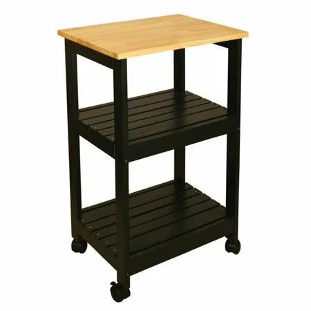 V.I.P. Pemberly Row Utility Kitchen Cart in Black, Size: 34