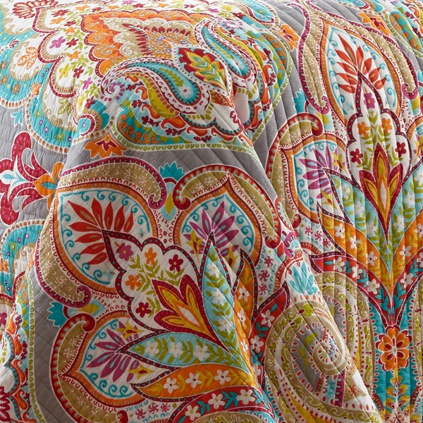 Levtex Home Gray Marielle Cotton Reversible Quilt Set King
