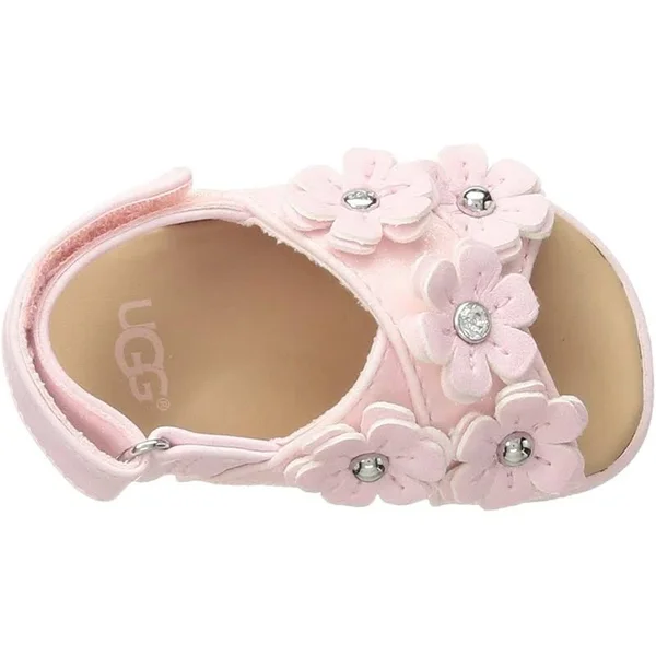 Ugg Baby Allairey Sparkles Pink Leather Flat Sandals