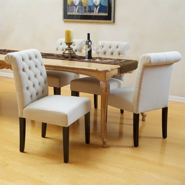 Noble House Stanley Dining Chairs in Ivory (Set of 2) - 37.4 x 21.85 x 28.15 inches