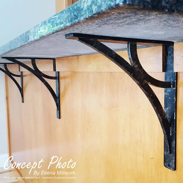 Edwards Wrought Iron Bracket Antiqued Pewter 1 1/2x22W x 12x22D x 15x22H - (Single Center Brace)