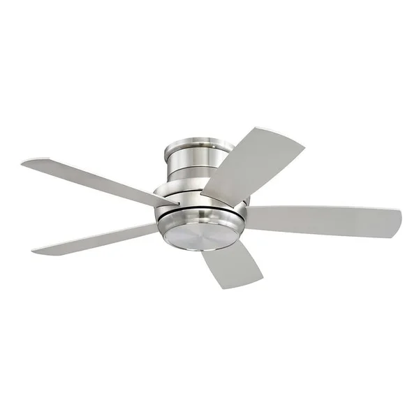 44x22 5 - Blade LED Standard Ceiling Fan with Wall Control Light Kit Included Finish: Brushed Polished Nickel with Silver/Maple