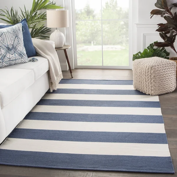 Porch & den Klipsan Striped Indoor/Outdoor Area Rug - 5& x 8& - Dark Blue/Ivory