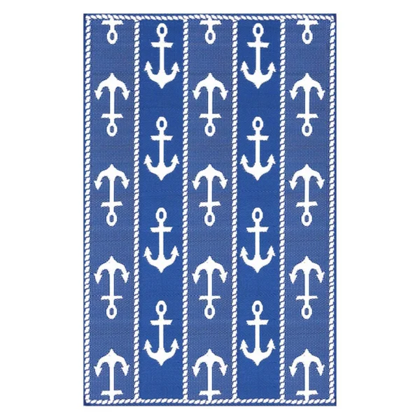 Mad Mats Anchor Indoor/Outdoor Area Rug Blue - White