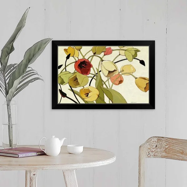 Tulip Toss, Black Framed Wall Art, 24x16, Great Big Canvas