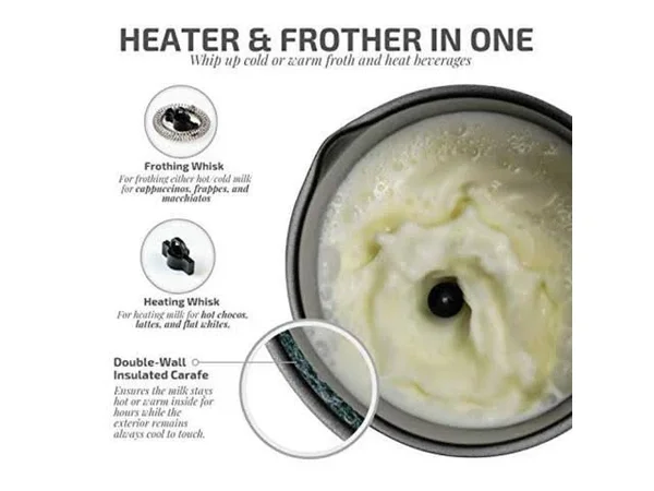 Ovente Electric Double Wall Insulated Milk Frother, Black FR3608B - 4oz/8oz