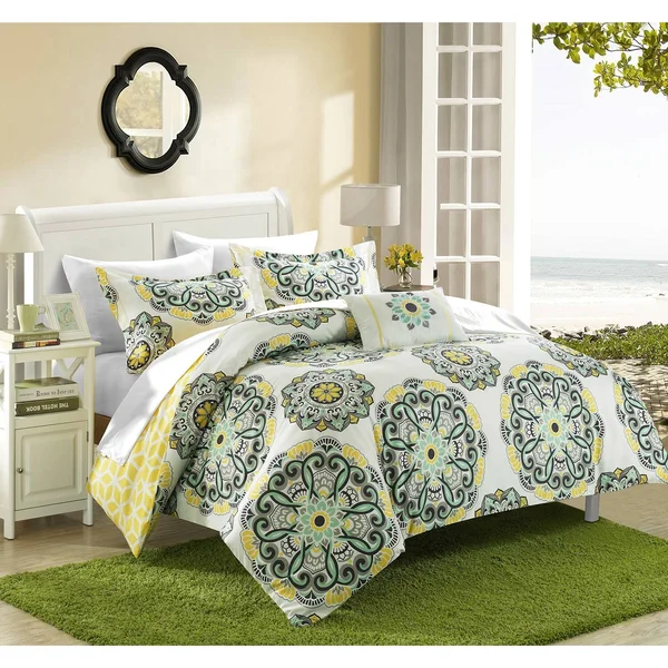 Chic Home Catalonia 8 Piece Reversible Bed in A Bag Comforter Set - Size: Full/Queen, Green