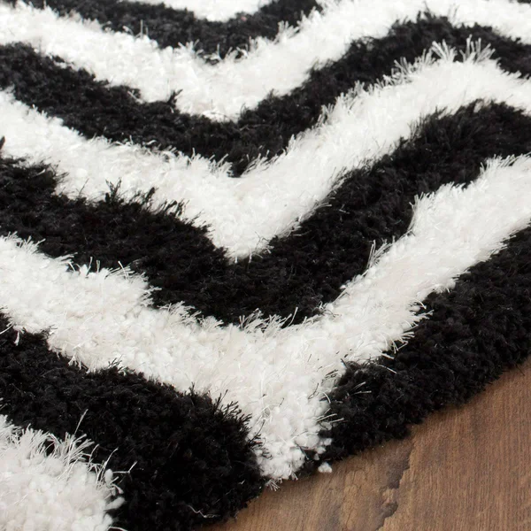 Safavieh Barcelona Shag BSG320C Ivory, Black Rug 2&3x22 x 7& Runner