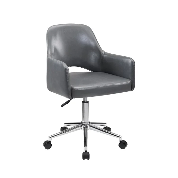 Art Leon Open-Back Swivel Home Office Chair with Caster - Cognac