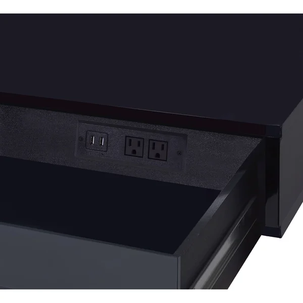 Acme Adiel Built-in USB Port Writing Desk Black & Gold Finish