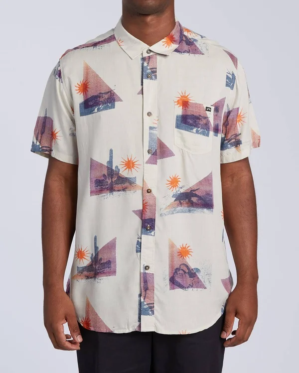 Billabong Sundays Floral Short Sleeve Shirt - Stone - Medium