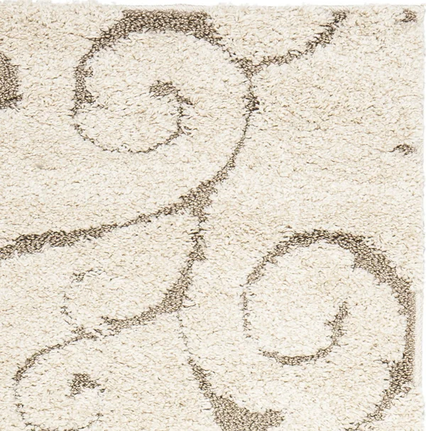 Safavieh Florida Shag Cream/Beige 8 ft. x 8 ft. Square Floral Area Rug