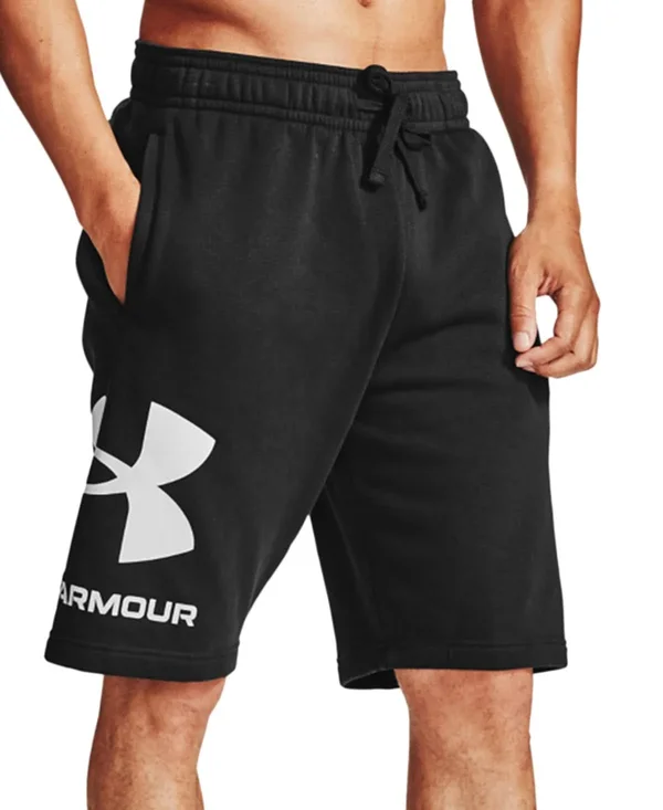 Under Armour Men's Rival Fleece Wordmark Logo 10x22 Shorts - Black