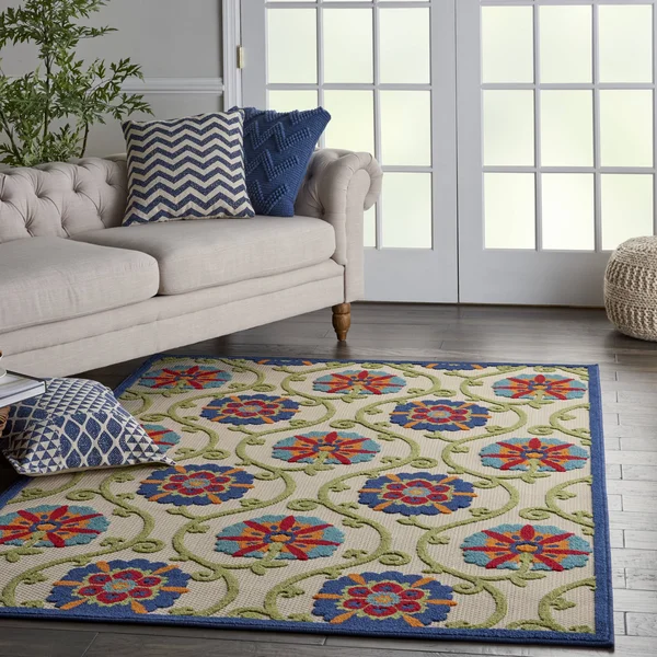 Nourison Aloha Area Rug - Blue/Multicolor, 2&3x22 x 8&