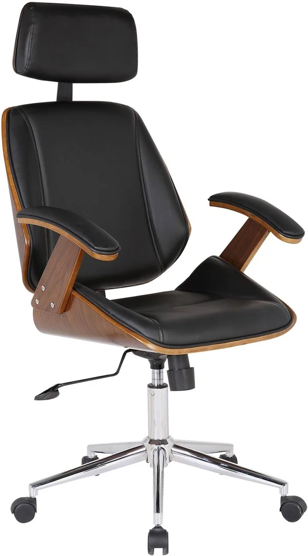 Armen Living Century Faux Leather Office Chair, Black