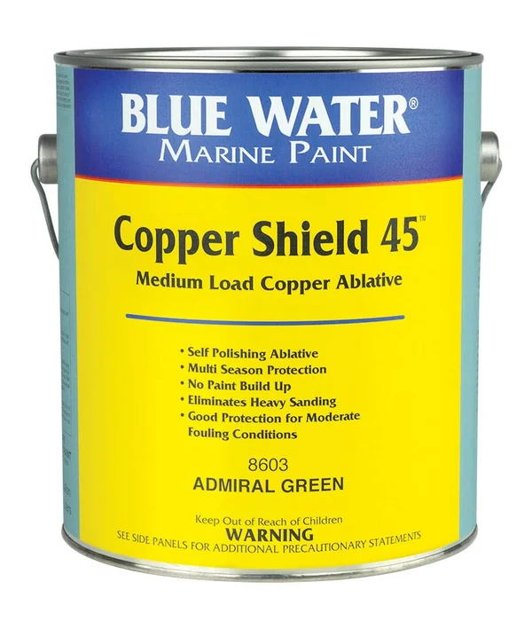Blue Water Copper Shield 45 Antifouling Paint, Gallon - Marine Black
