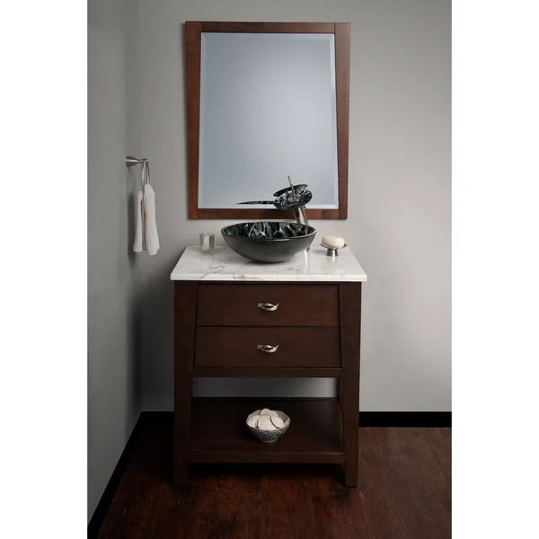 Novatto Tartaruga Glass Vessel Bathroom Sink Set - Brushed Nickel