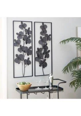 ( Set of 2 ) Black Metal Contemporary Wall Decor 14x22W, 36x22H - 84800