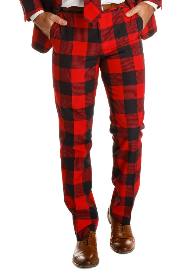The Red & Black Lumberjack, Buffalo Check Plaid Suit Pants, Size 48, Private Label