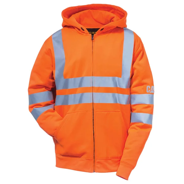Cat Hi-Vis Full Zip Lined Sweatshirt, Men's Hi-Vis Orange