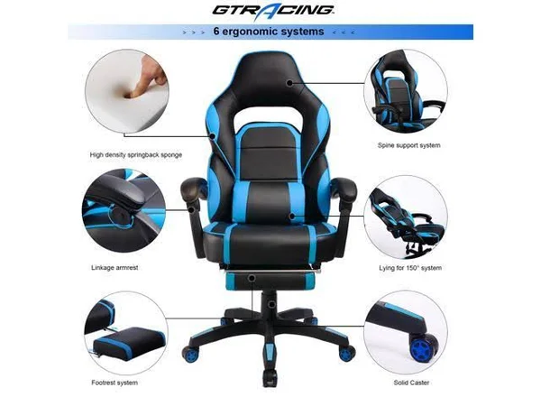 GTRACING High Back Ergonomic Gaming Chair Racing Chair Napping