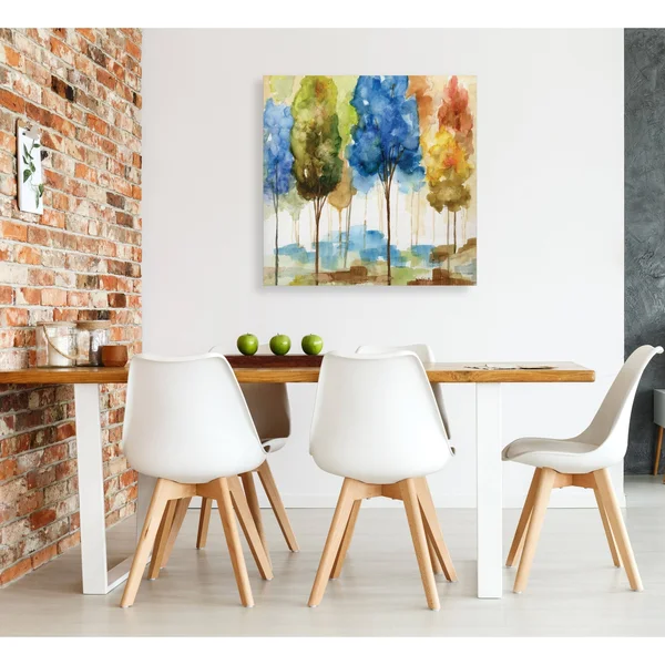 Wexford Home Magical Forest II -Gallery Wrapped Canvas - Yellow - Blue, Green, Red, Black, White 24x24, Size: 24 x 24